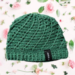 Crochet Spiral Beanie Moss Green