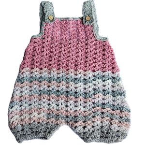 Crochet Baby Romper Rose and Grey