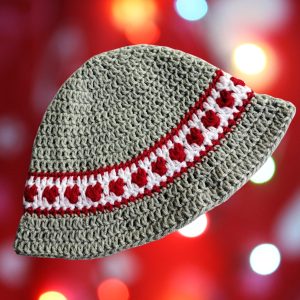 Bucket Hat with Inserted Red Hearts