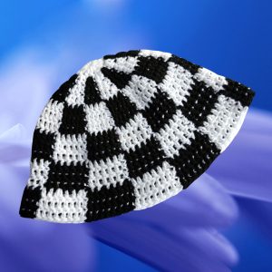 Checkered Bucket Hat - Black and white