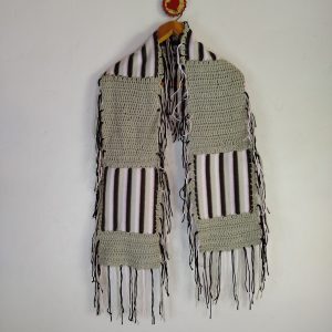 Fleece and Crochet Striped Scarf