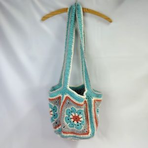 African Flower Crochet Bucket Bag