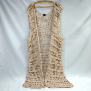 Beige Crochet Duster Vest