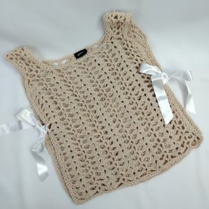Beige Crochet Sleeveless Top