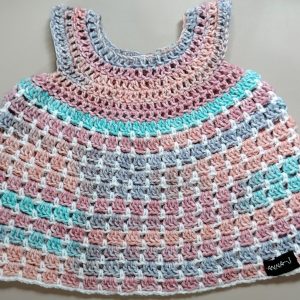 Rainbow Crochet Baby Dress 0–6 Months