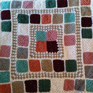 Handmade Crochet Patchwork Granny Square Afghan Blanket (120 x 120cm) – Multi-Color Heirloom Throw
