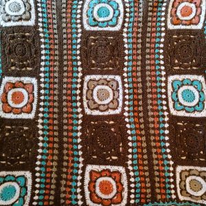 Handmade Crochet Striped Willow Square Afghan Blanket (120 x 120cm) – Multi-Color Heirloom Throw